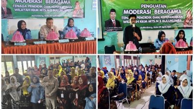 Ratusan Peserta dari Guru, Staf dan Siswa Ikuti Workshop Penguatan Moderasi Beragama di MTsN 5 Bulukumba