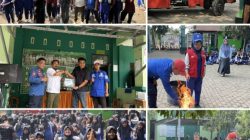 Sosialisasi dan Simulasi Kebakaran, Mobil Damkar Semprot dan Mandikan Seluruh Murid MTsN 1 Bulukumba