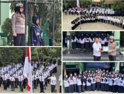 Kanit Kamsel Satlantas Jadi Pembina Upacara dan Sosialisasikan Tertib Berlalu Lintas di MTsN 1 Bulukumba